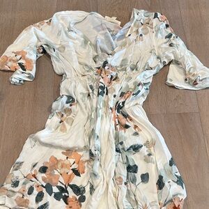 Lovestitch Cream and Green Floral mini Dress